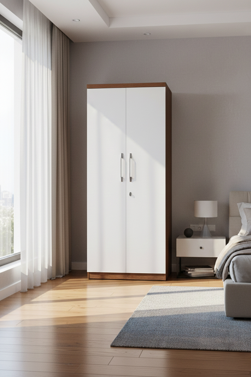 Furnistiq Smart 2-Door Wardrobe – Modern Space-Saving Storage