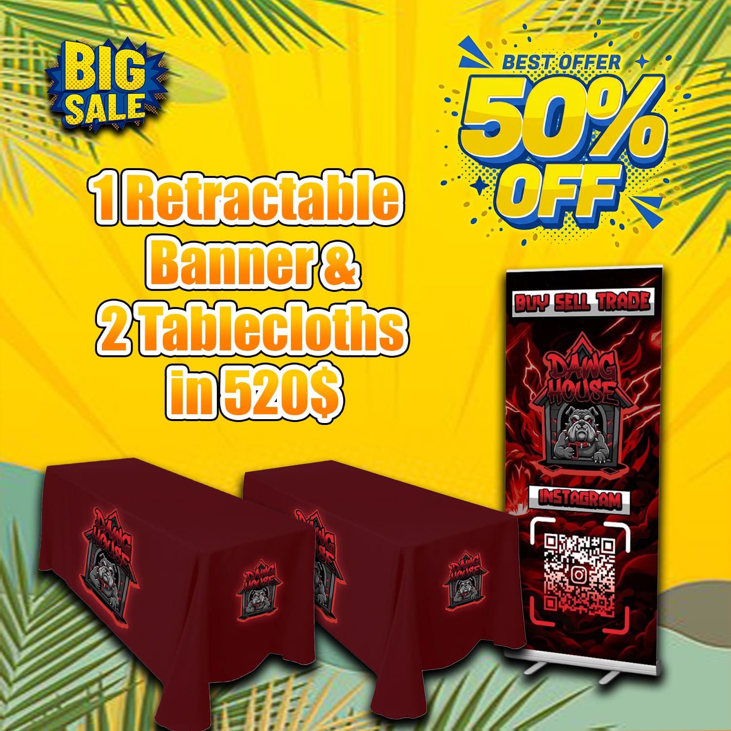 Retractable Banners & Tablecloth Set