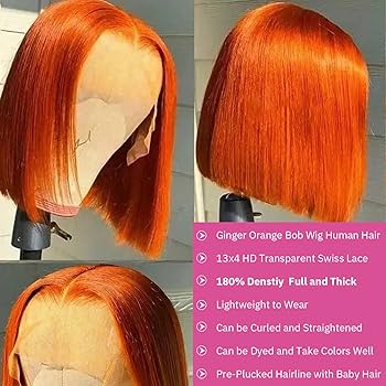 Glueless 13x4 Lace Orange Ginger Bob Wig