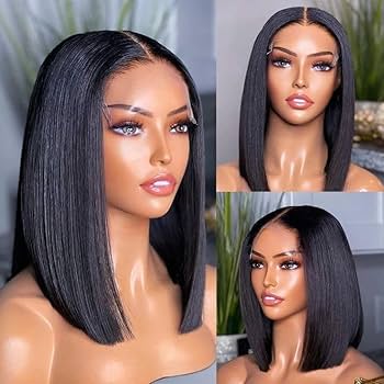 13x1 Lace T Part Short Straight Bob Remy Wig Brazilian Hair