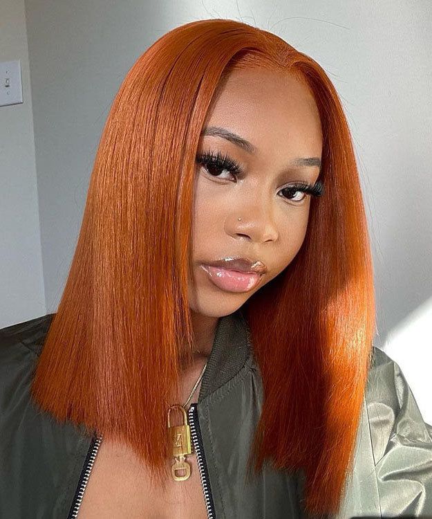 Glueless 13x4 Lace Orange Ginger Bob Wig