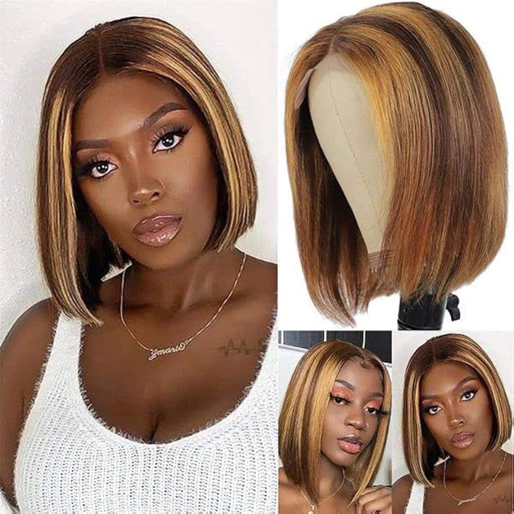 ReadytoGo Glueless 13x4 Lace Bob Wig Honey Brown #4 Color Straight Hair
