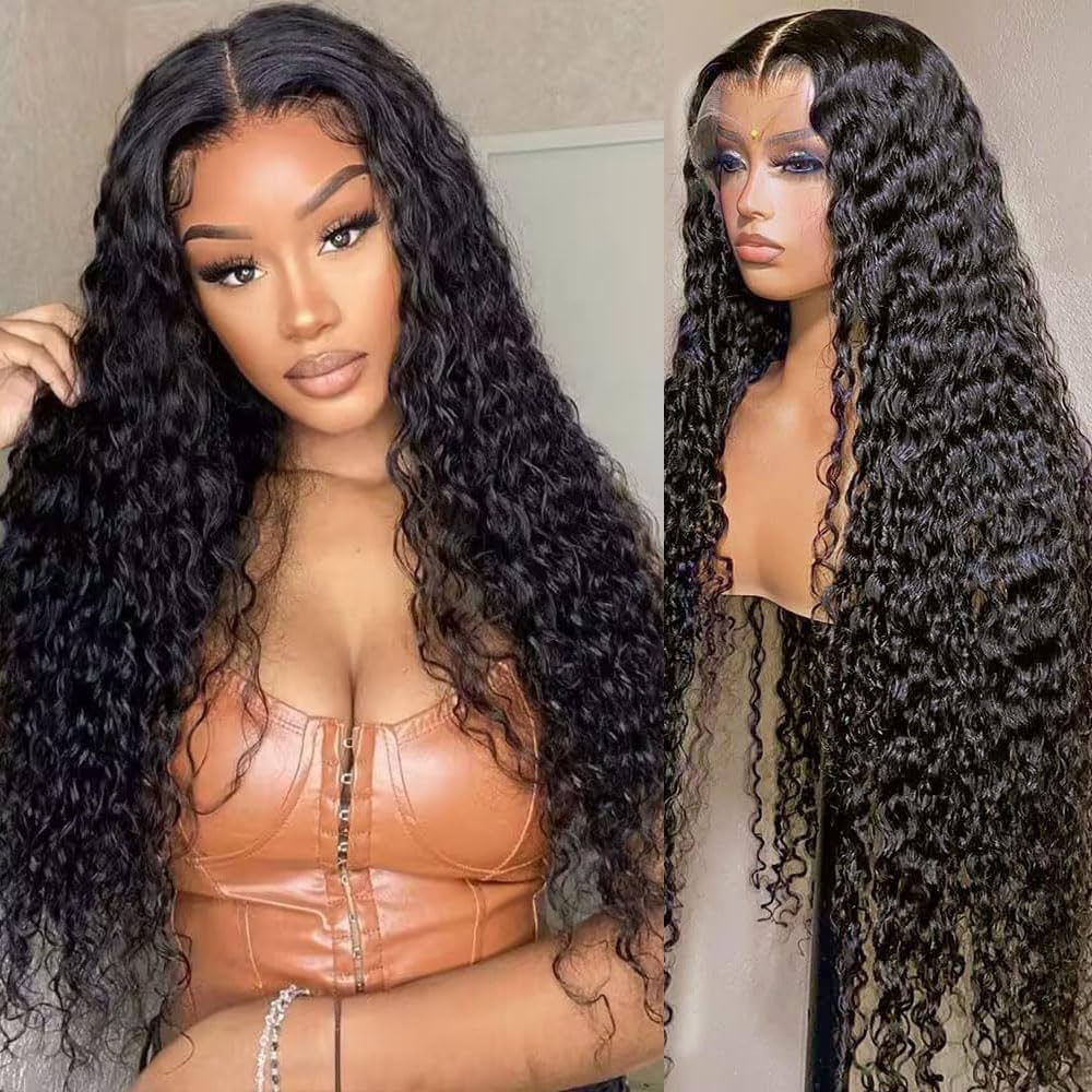 4x4 Lace Closure Wigs Water Wave Wig Mongolian Human Hair Pre Plucked with Baby Hair