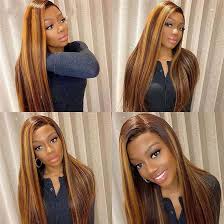 ReadytoGo Glueless 13x4 Straight Highlight Lace Frontal P4/27 Honey Blonde Wigs
