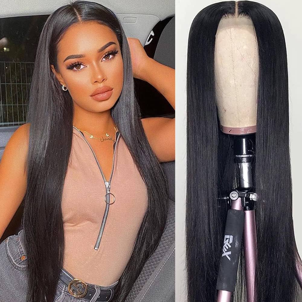 Glueless 4x4 Lace Closure Pre Plucked Straight Wigs