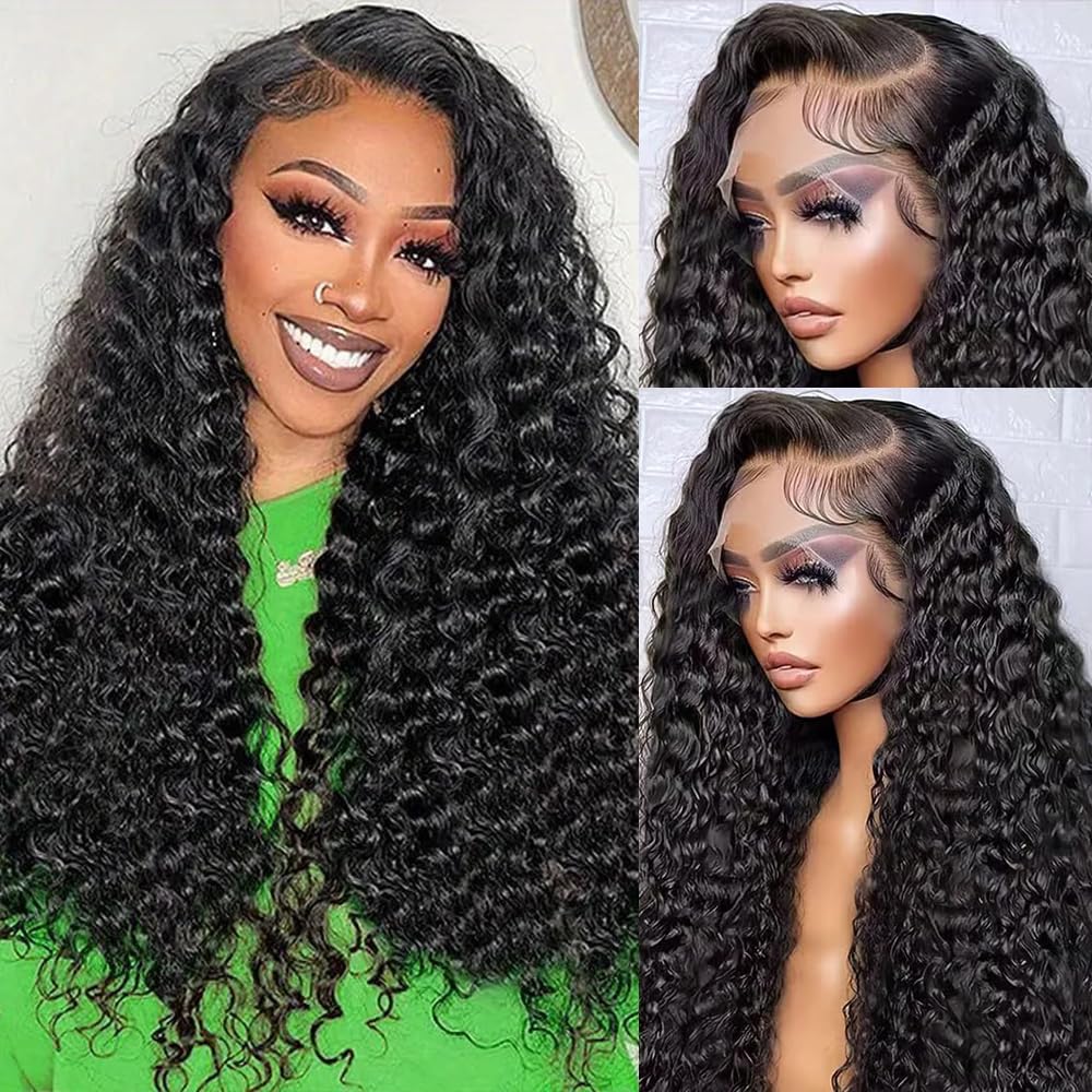 Lace Wig Curly Peruvian Human Hair Wigs 4x4 Lace Closure Pre-Plucked with Baby Hair