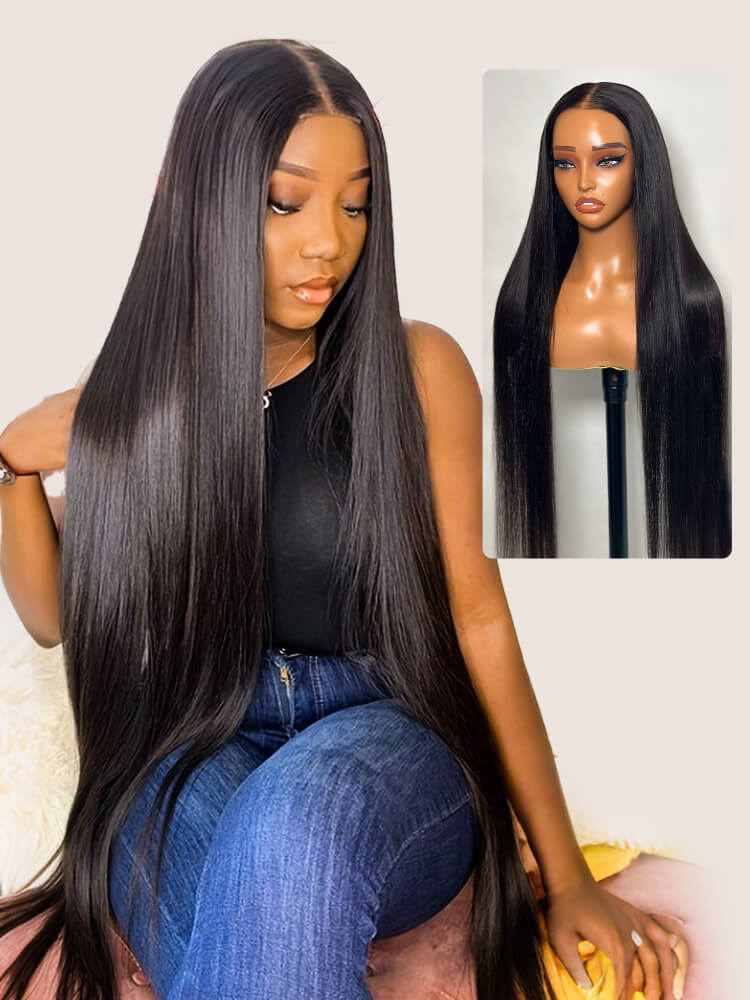 5x5 Lace Closure Wig Indian Human Hair Natural Hairline With Baby Hair Natural Color