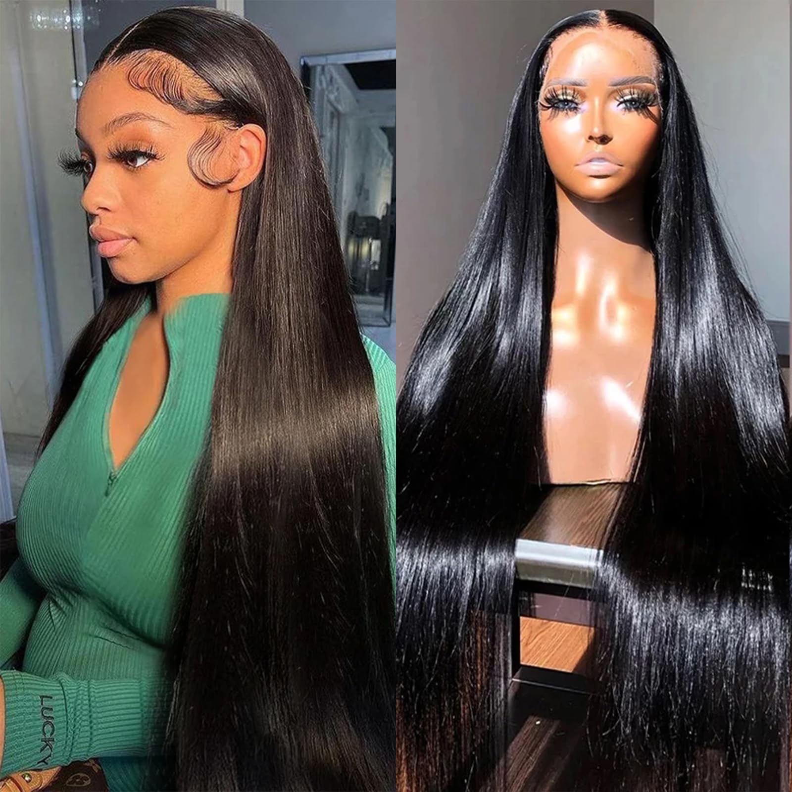 4x4 Lace Closure Wig Glueless Straight Mongolian Human Hair with Baby Hair For Women