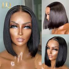 13x1 Lace T Part Short Straight Bob Remy Wig Brazilian Hair