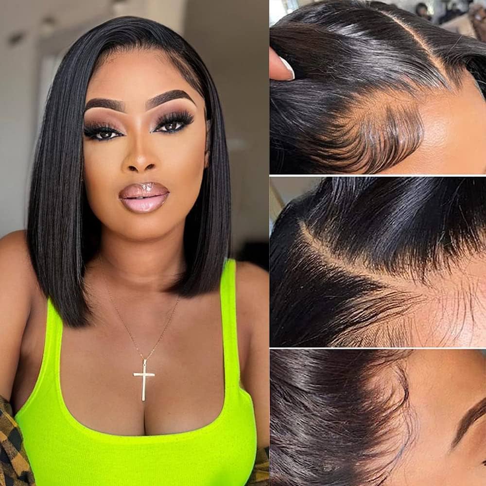 Glueless 13x4 Lace Frontal 2# Straight Bob Wig Human Hair