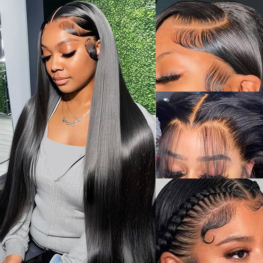 4x4 Lace Closure Wig for Black Women Straight Malaysian Human hair Pre Plucked with Baby Hair
