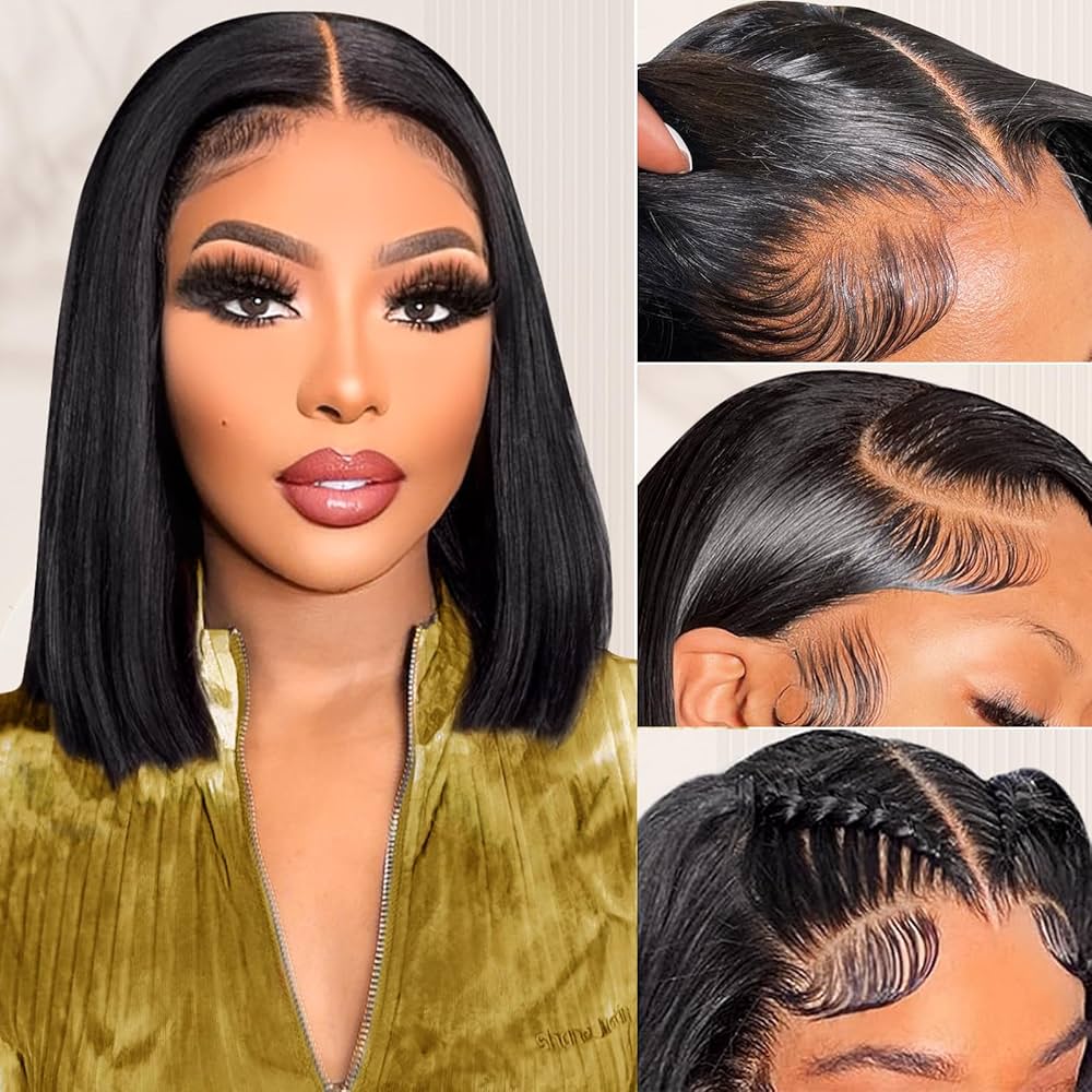 Glueless 13x4 Lace Frontal 2# Straight Bob Wig Human Hair
