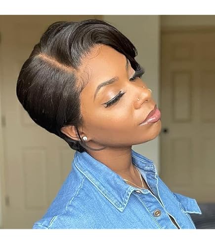 13x4 Lace Front Pixie Cut Wig 8 inch Ear to Ear Lace Front Human Hair Wig Glueless Short Wigs