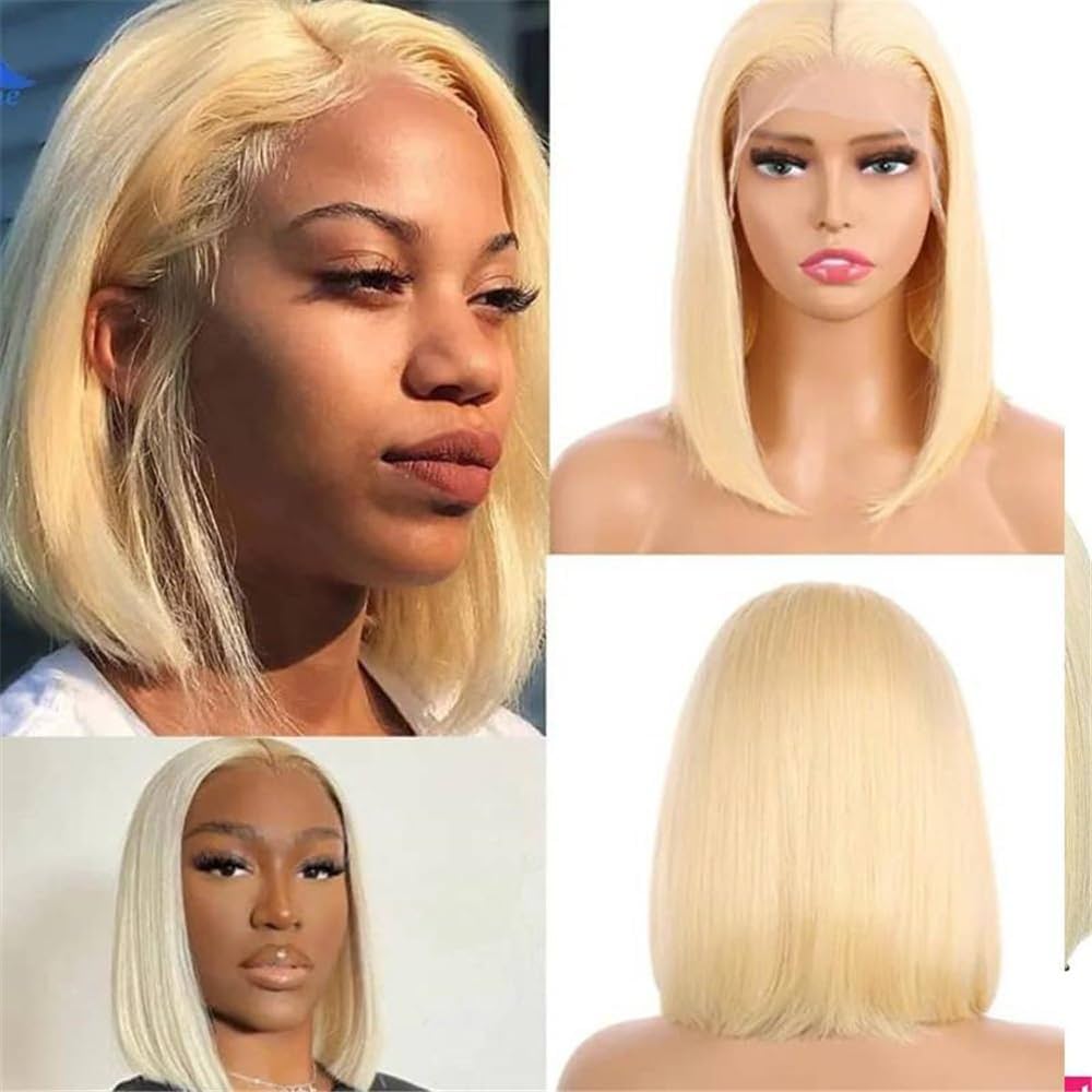 13x1 T Part Lace Frontal 613 Bob Wig Virgin Human Hair Pre Plucked