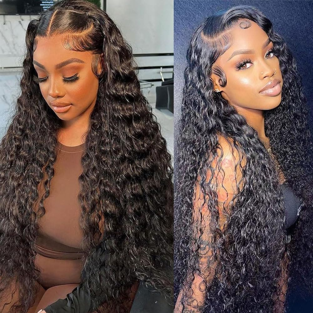 Glueless Mongolian Deep Wave 4x4 Lace Closure Wigs 100% Human Hair Pre Plucked