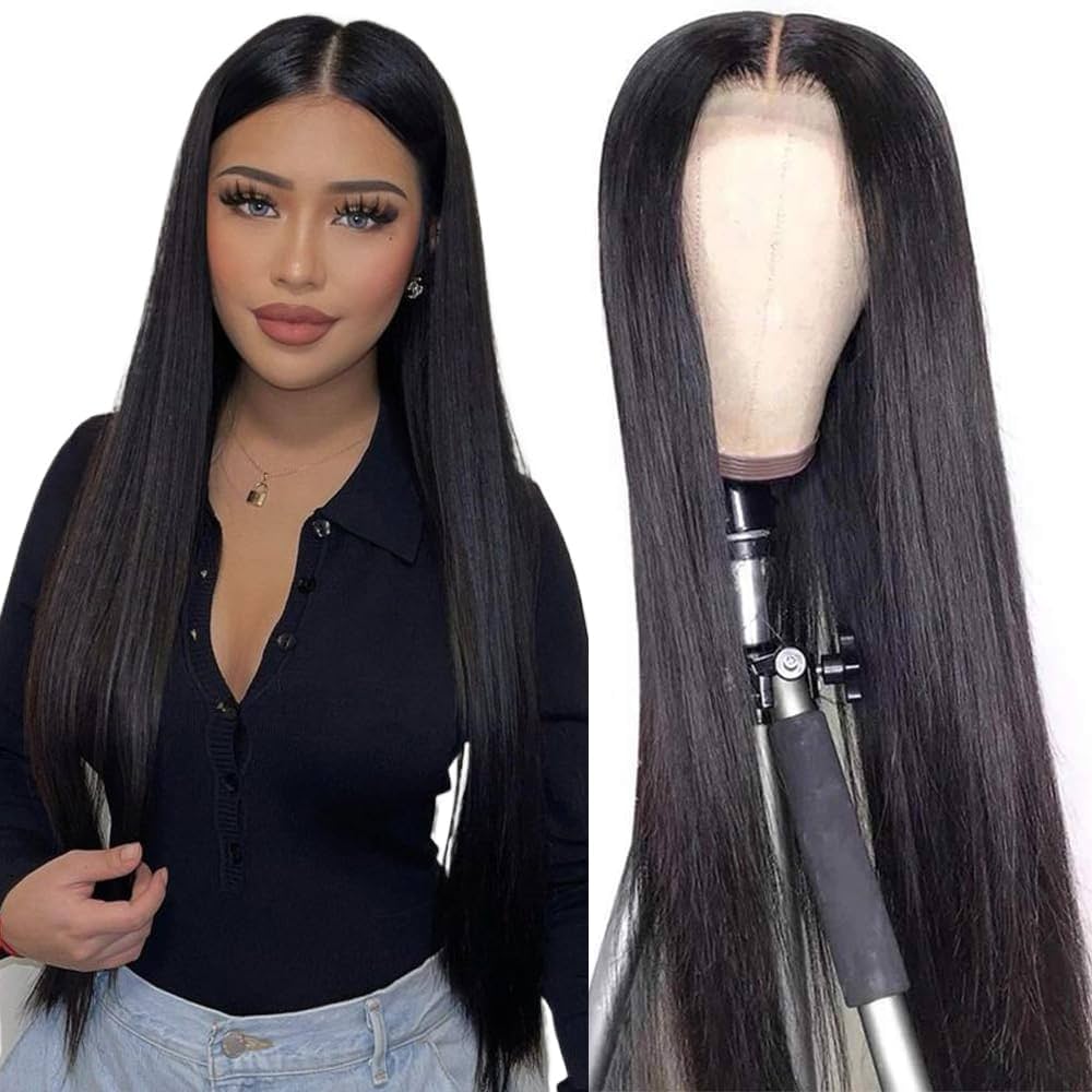 4x4 Lace Closure 20inch Straight Natural Black Wig