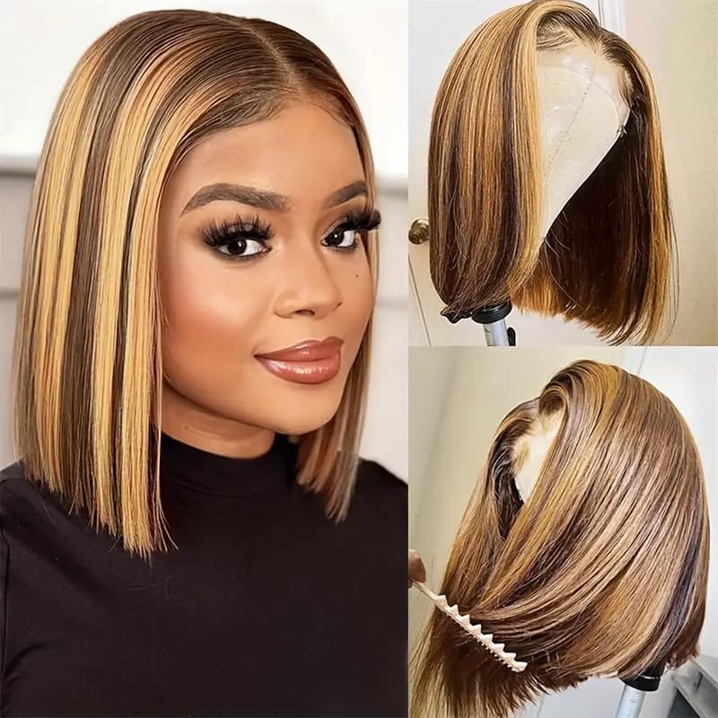 ReadytoGo Glueless 13x4 Lace Bob Wig Honey Brown #4 Color Straight Hair