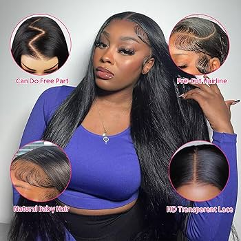 Glueless 4x4 Lace Closure Pre Plucked Straight Wigs