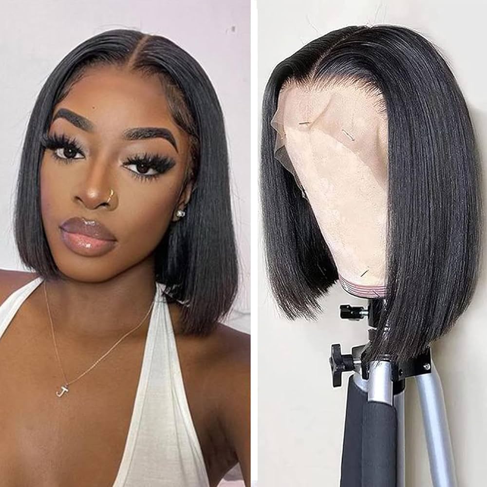 13x1 T Part Short Bob Lace Front Wigs Human Hair Straight Bob Wig
