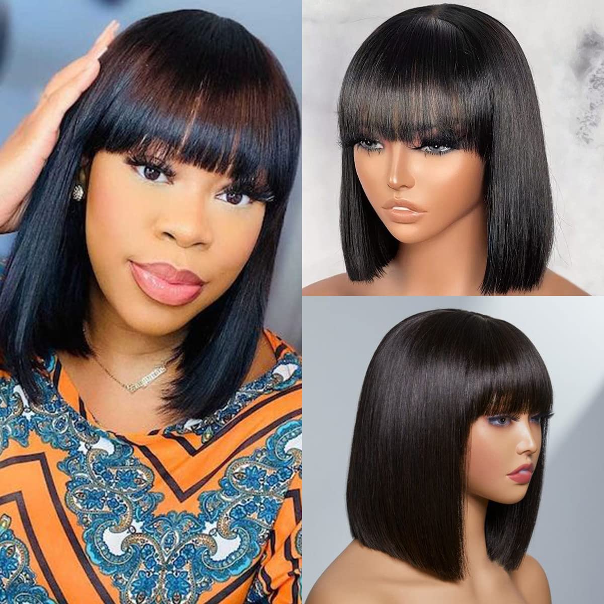Ear to Ear Lace Frontal Bob Wig Straight Human Hair Natural Hairline Pre-Pucked Middle Part 13x1 Lace Wig Peruvian Hair