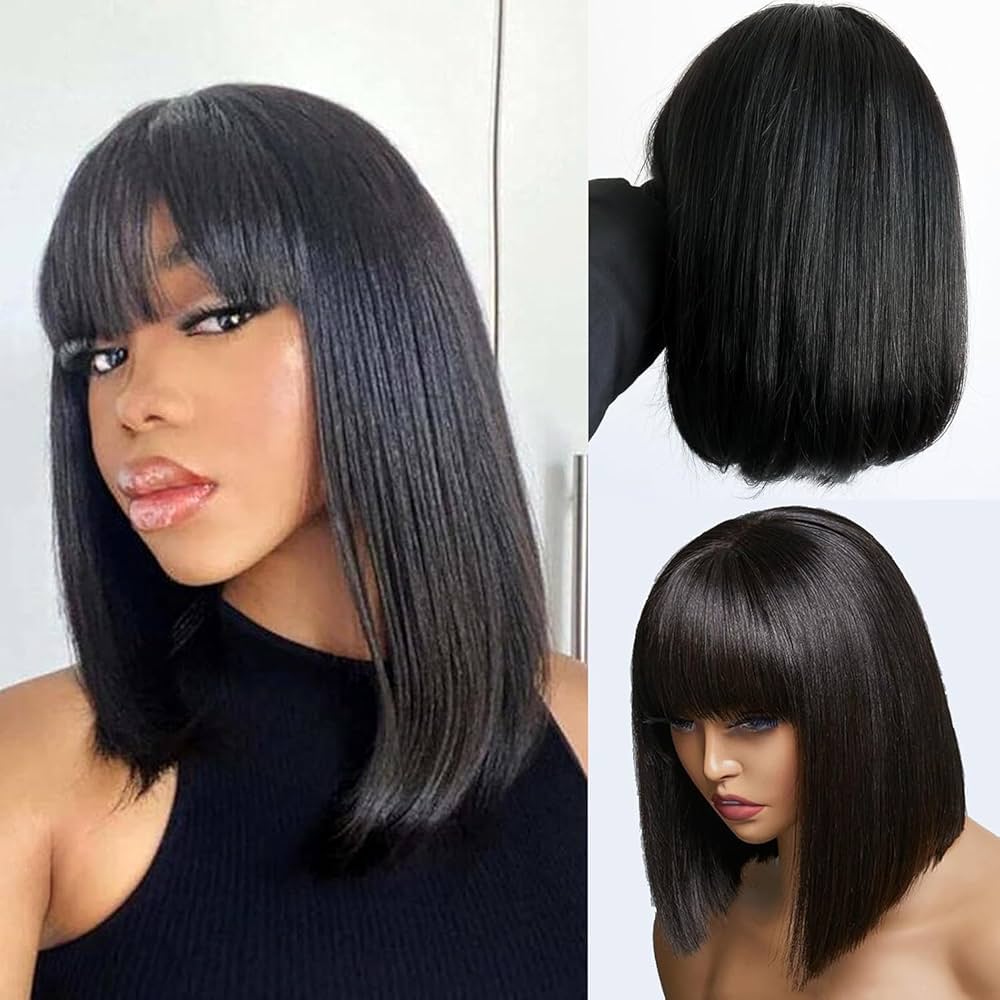 Ear to Ear Lace Frontal Bob Wig Straight Human Hair Natural Hairline Pre-Pucked Middle Part 13x1 Lace Wig Peruvian Hair