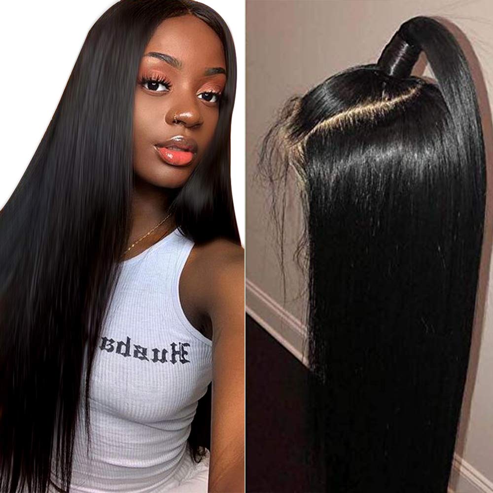4x4 Lace Closure 20inch Straight Natural Black Wig