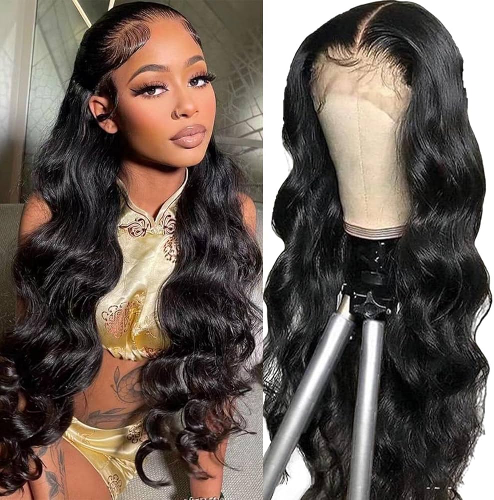 Malaysian Human Hair 4x4 Lace Closure Body Wave Wigs Preplucked With Baby Hair