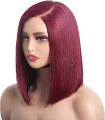 Glueless 99J Burgundy 13x4 Frontal Lace Straight Short Bob Wig