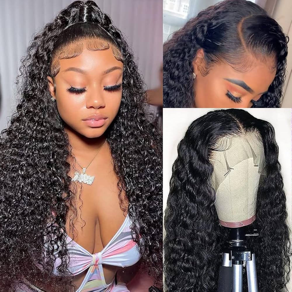 13x4 HD Transparent Lace Frontal Water Wave Wigs with Baby Hair