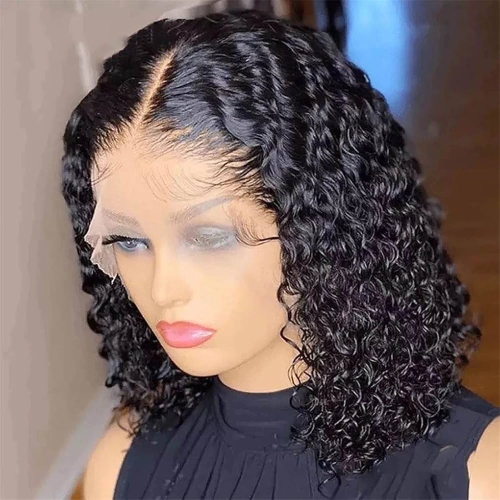 Water Wave Bob Wig 4x4 Lace Closure Human Hair Wigs Brazilian Hair
