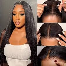 Glueless 4x4 Lace Closure Pre Plucked Straight Wigs