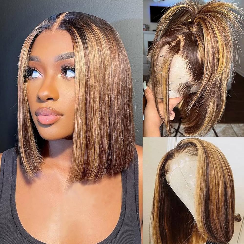 ReadytoGo Glueless 13x4 Lace Bob Wig Honey Brown #4 Color Straight Hair