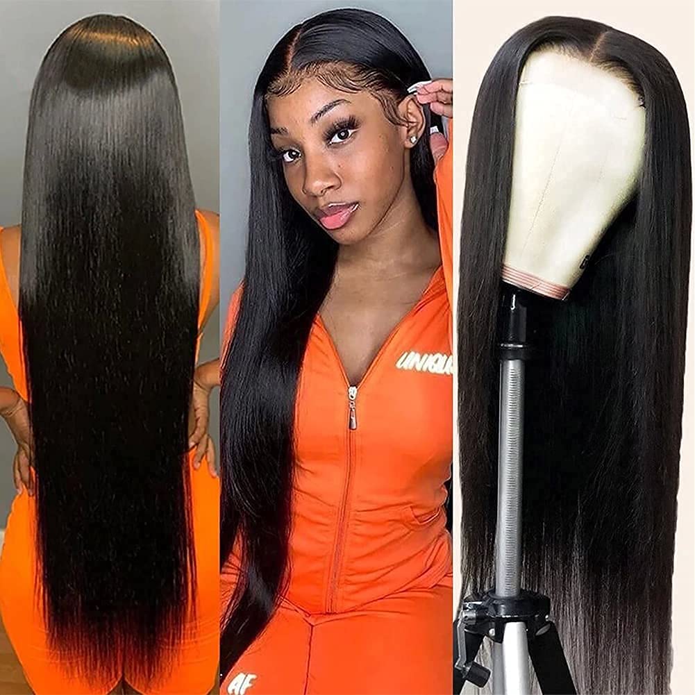 360 Lace Frontal Wig Mongolian Straight Human Hair Wig for Black Women Natural Color Remy Hair