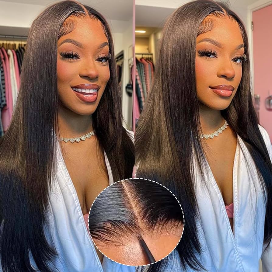 4x4 Lace Closure 20inch Straight Natural Black Wig