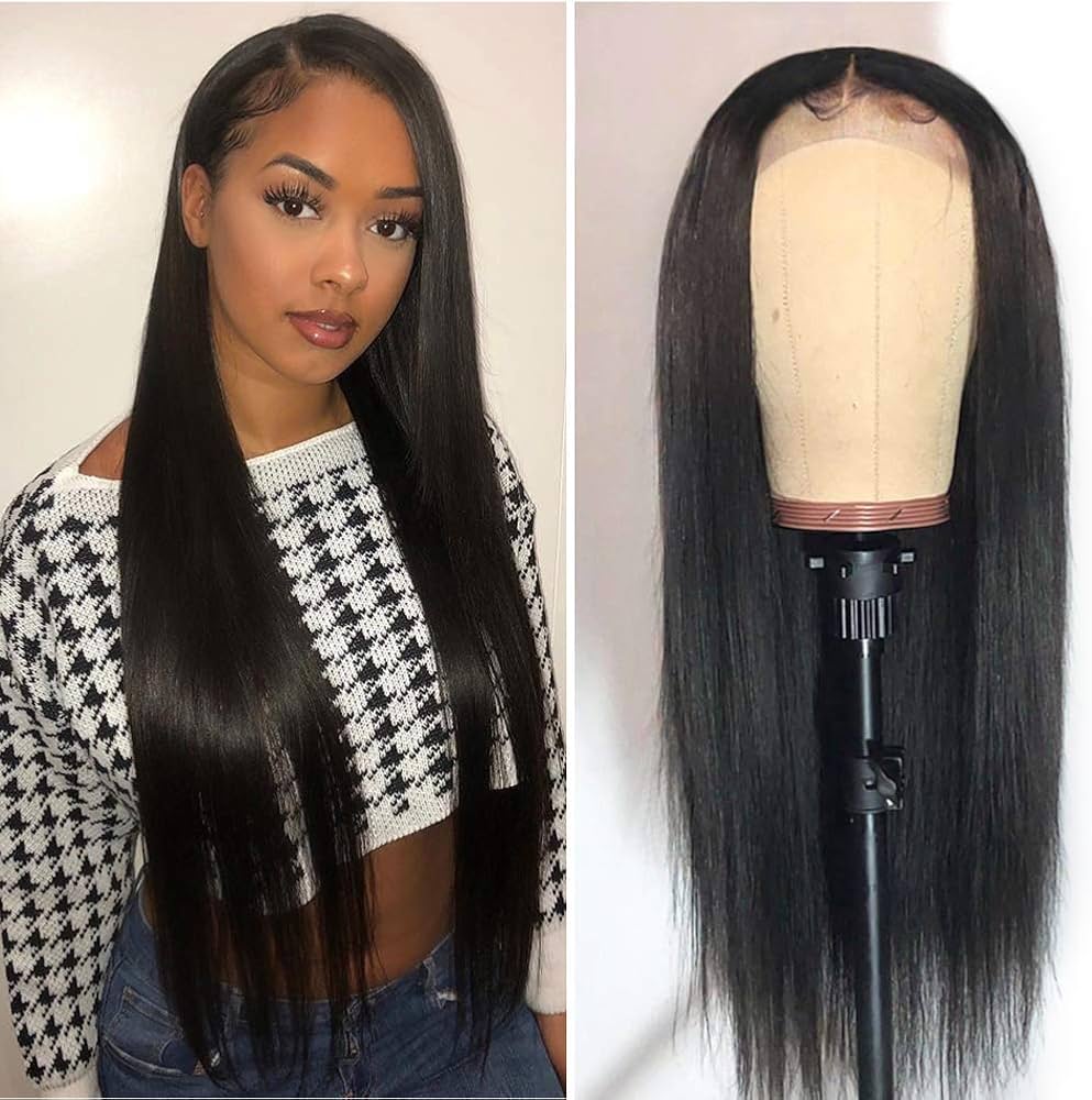 360 Lace Frontal Wig Mongolian Straight Human Hair Wig for Black Women Natural Color Remy Hair