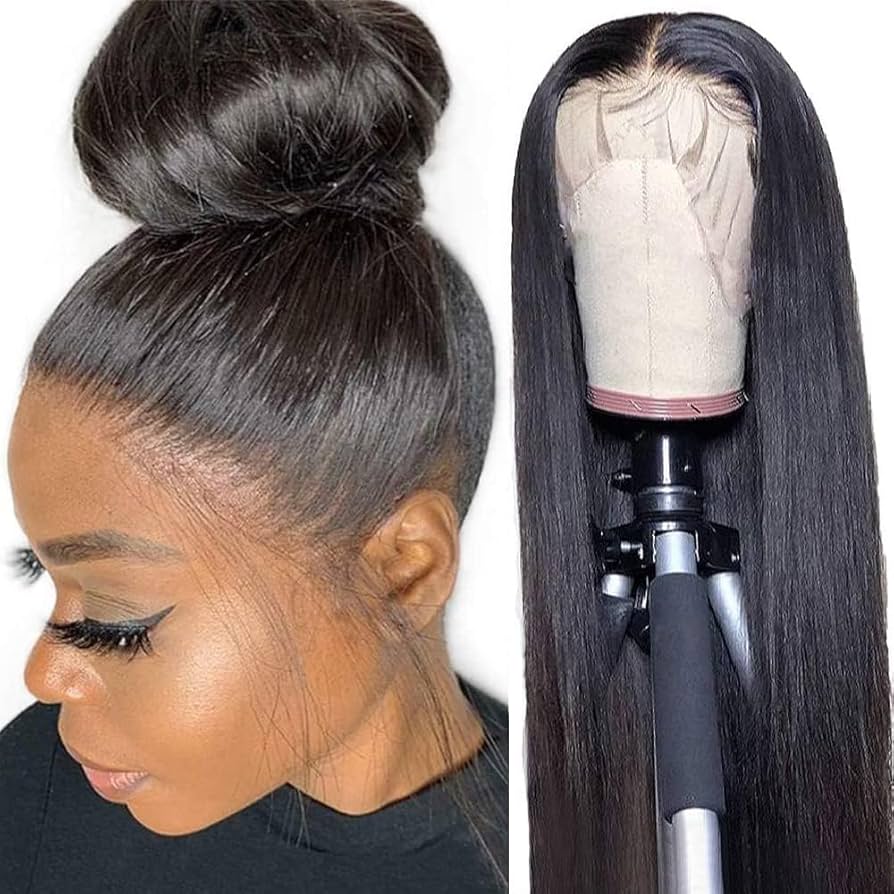 13x4 Transparent Lace Frontal Wigs Straight Hair Pre Plucked Malaysian Human Hair Wigs