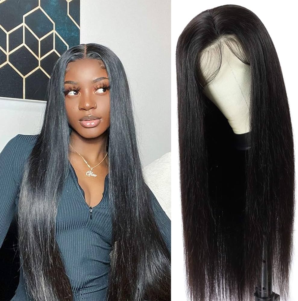 360 Lace Frontal Wig Mongolian Straight Human Hair Wig for Black Women Natural Color Remy Hair