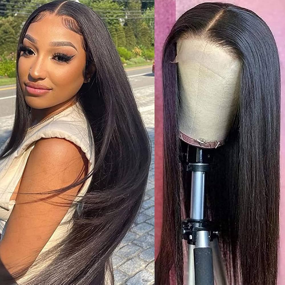 Full Frontal 360 Lace Front Wigs Straight Peruvian Human Hair Remy Hair Natural Black For Women