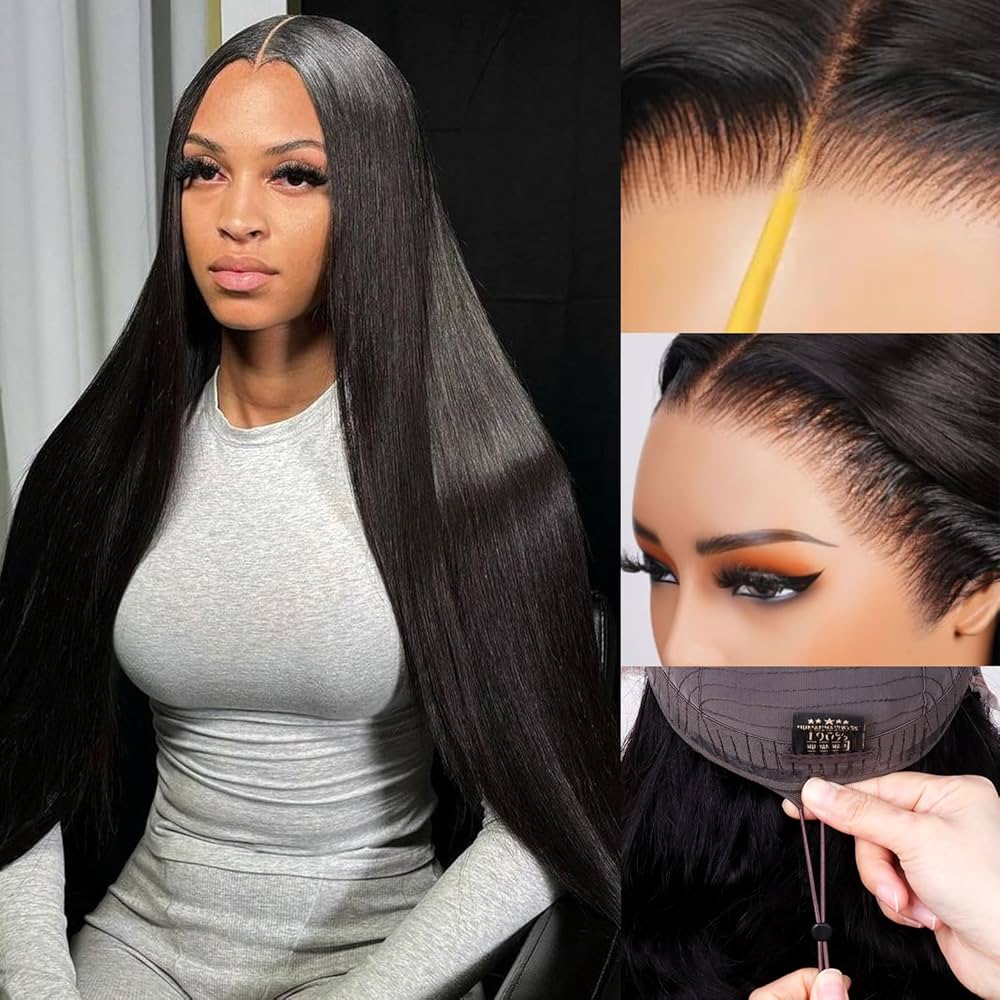 13x6 Lace Front Straight Transparent Peruvian Wigs Human Hair Pre Plucked with Baby Hair