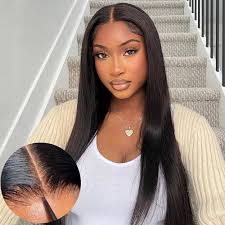 Glueless Malaysian Straight Human Hair 5x5 Lace Closure Wigs Pre Plucked with Baby Hair