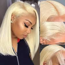 13x1 T Part Lace Frontal 613 Bob Wig Virgin Human Hair Pre Plucked