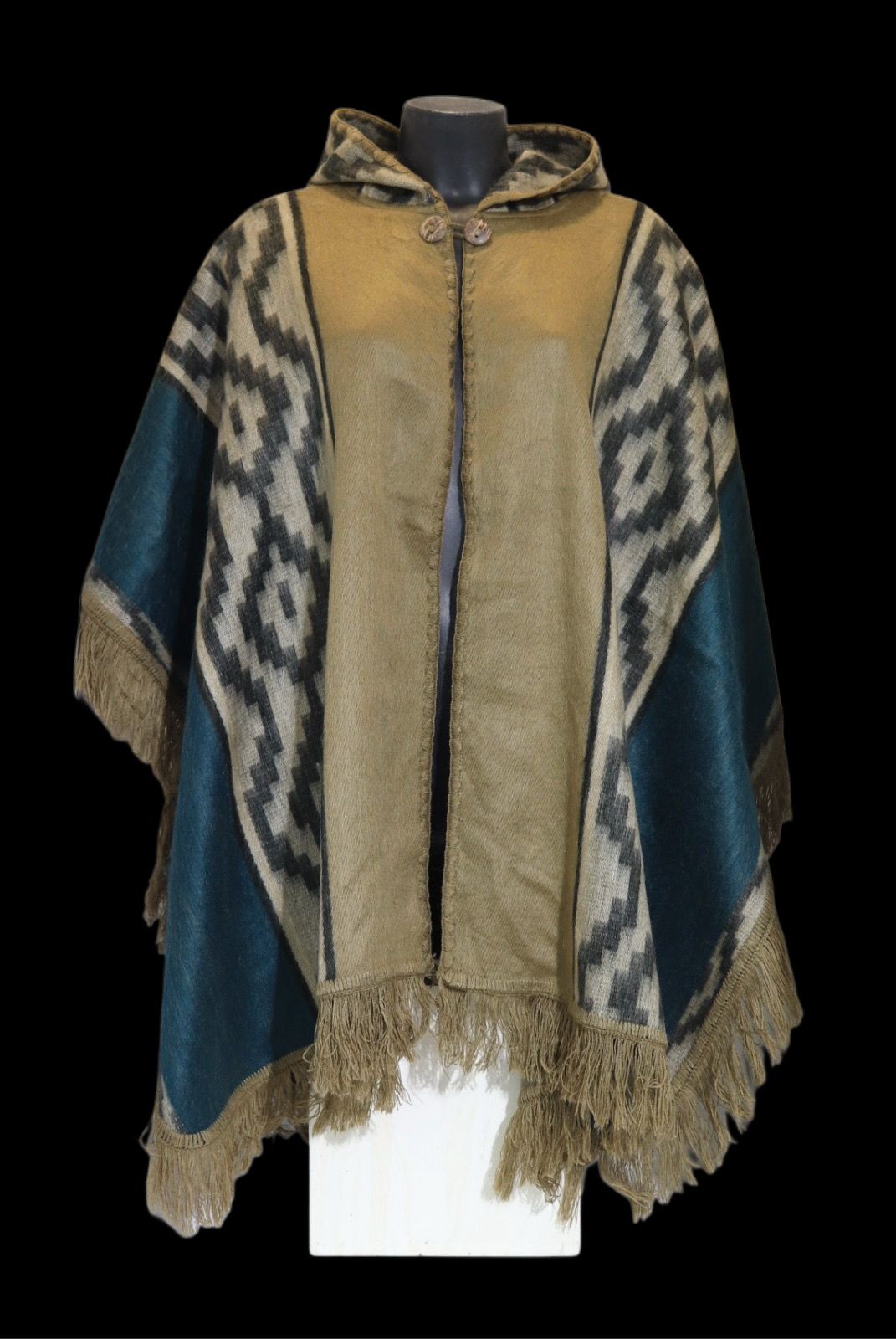 Poncho à capuche ethnique