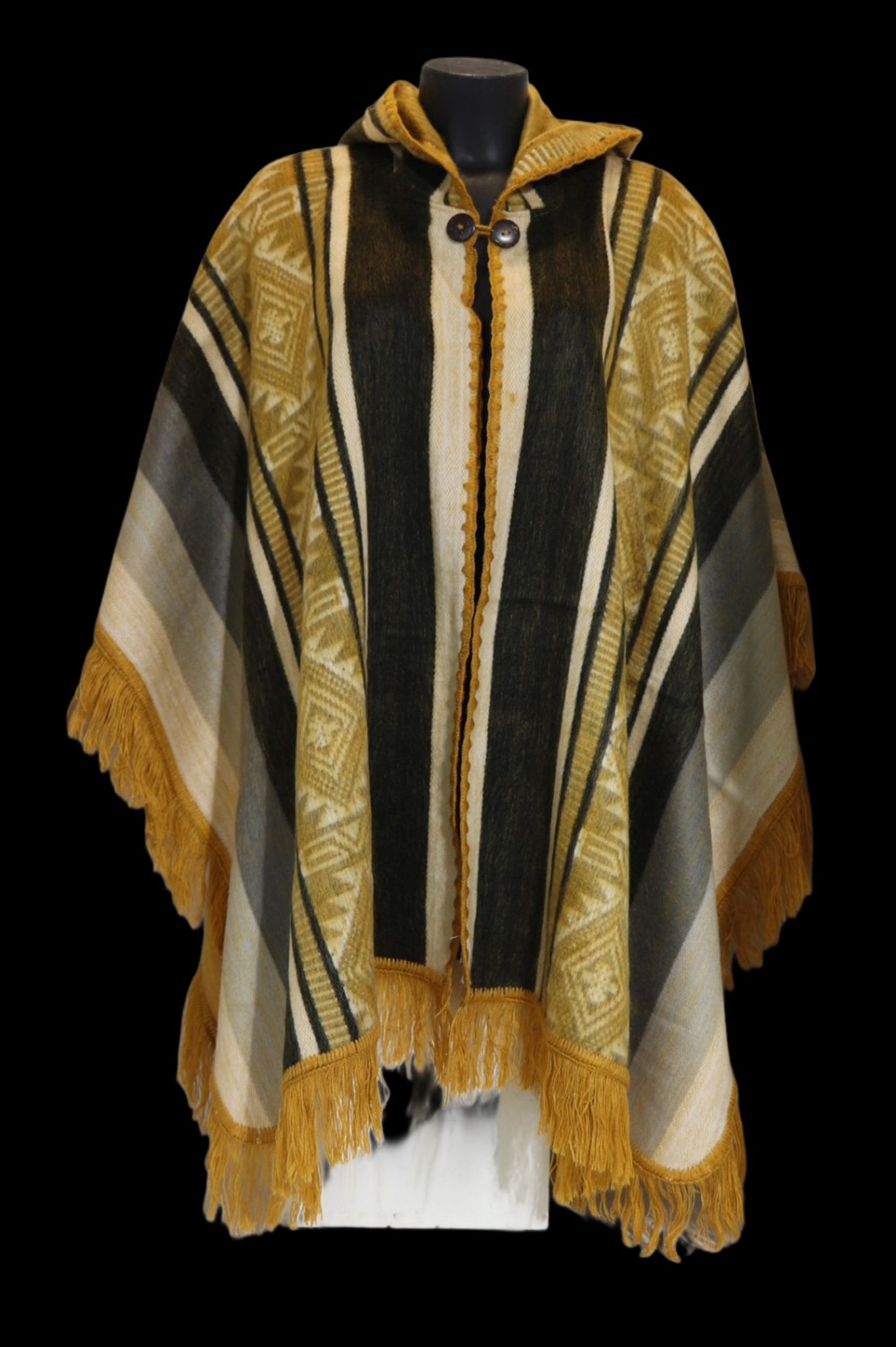 Poncho en laine tissé