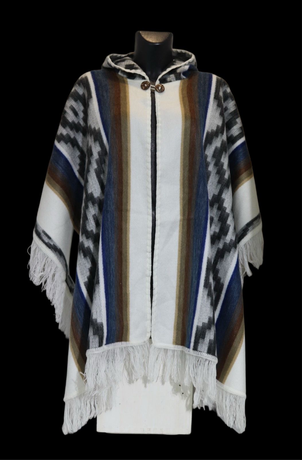 Poncho à capuche ethnique