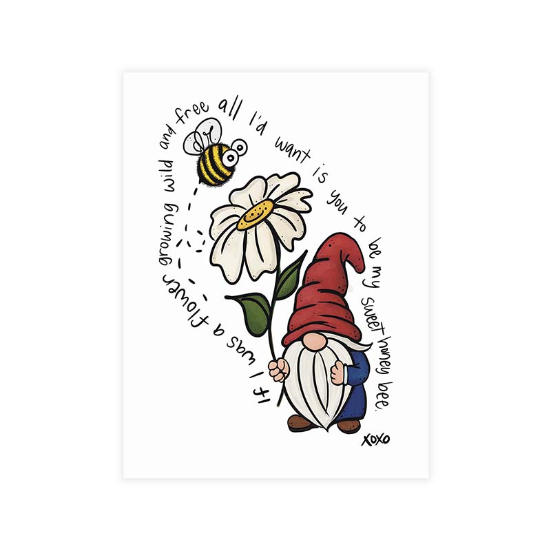 Sweet Honey Bee Gnome Art Print