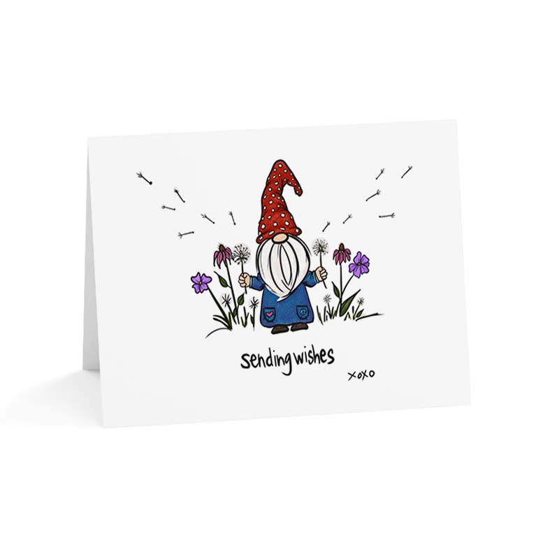 Gnome Sending Wishes Greeting Card