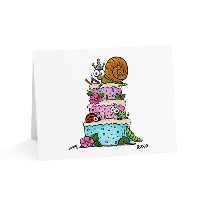 Whimsical Animal Cake Greeting Card