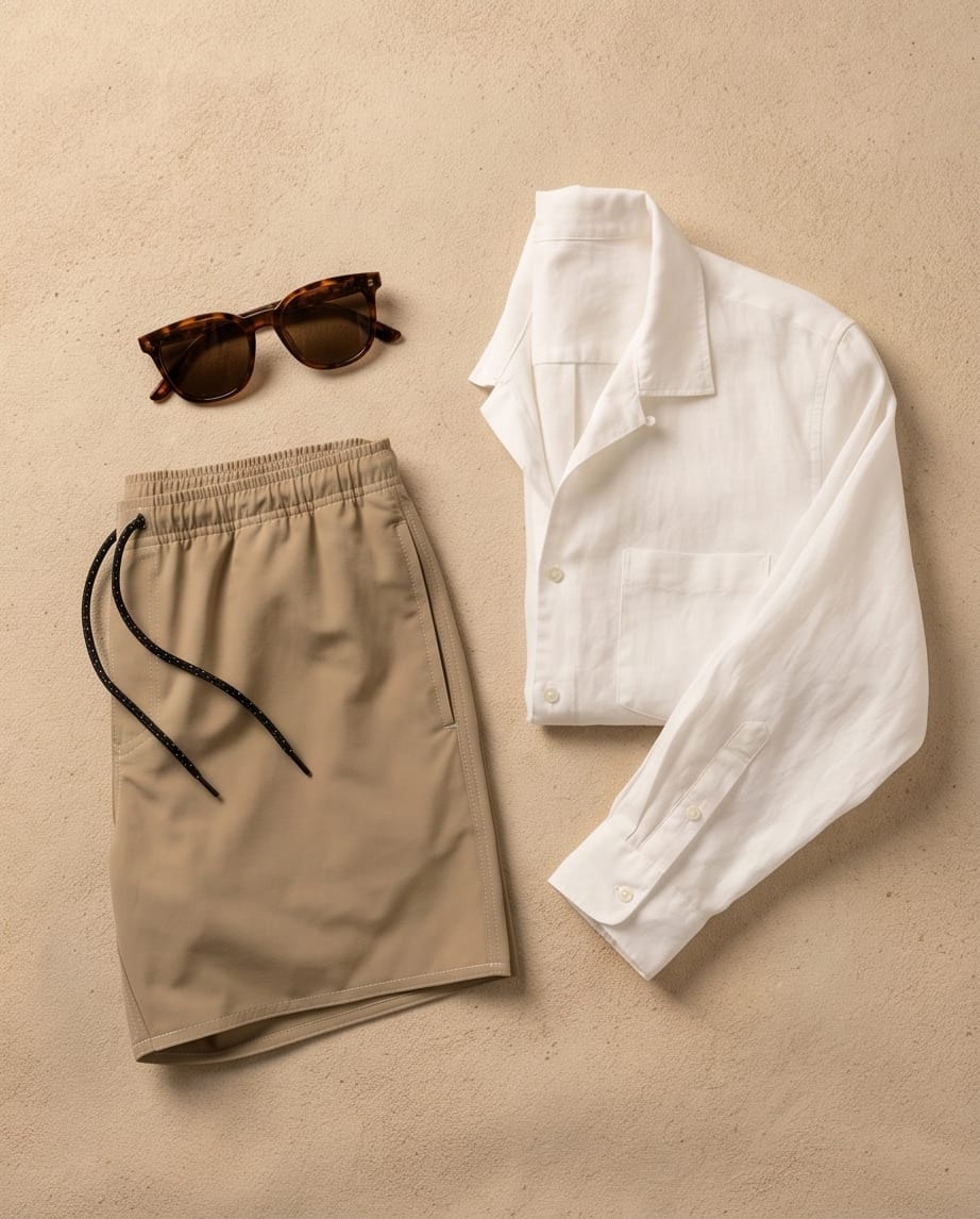 Short Masculino bege 