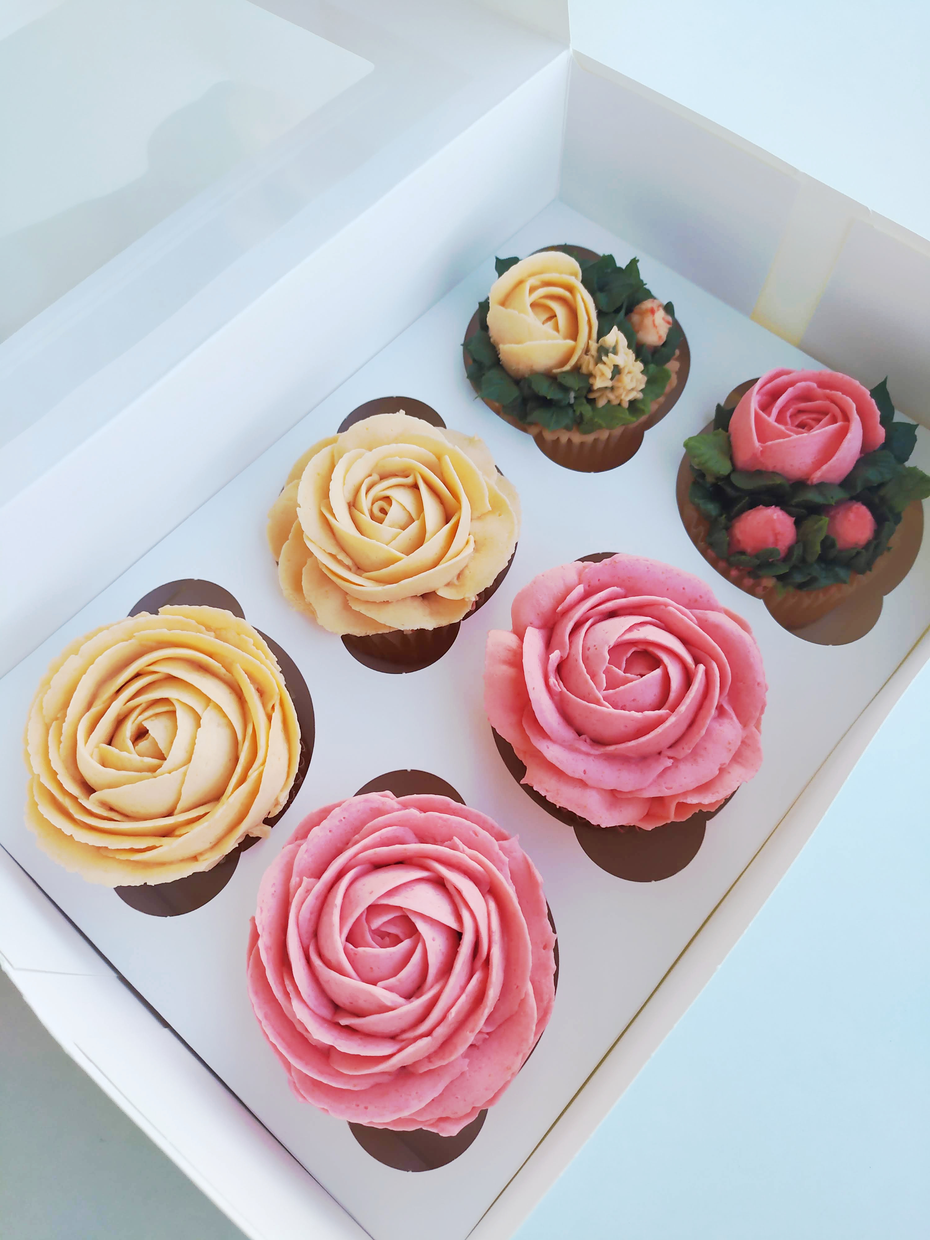 Caja de Cupcakes Florales 6 unidades