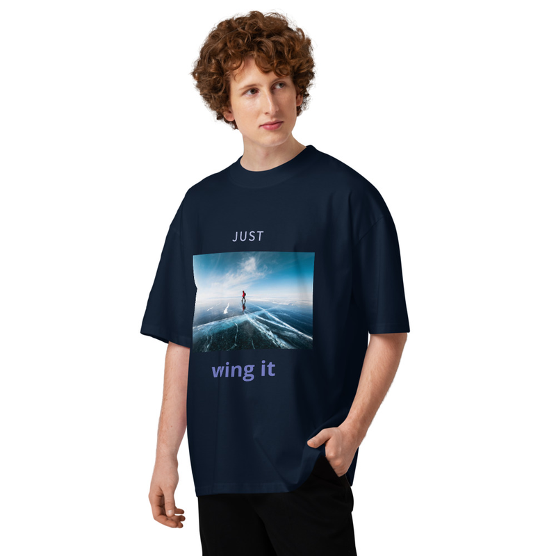 Just wing it Unisex organic oversized high neck t-shirt